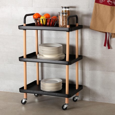 CARRELLO 3 RIPIANI NERO