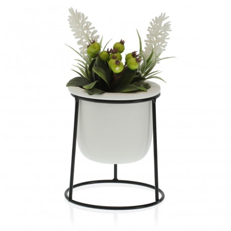 VASO BIANCO BASE METALLO