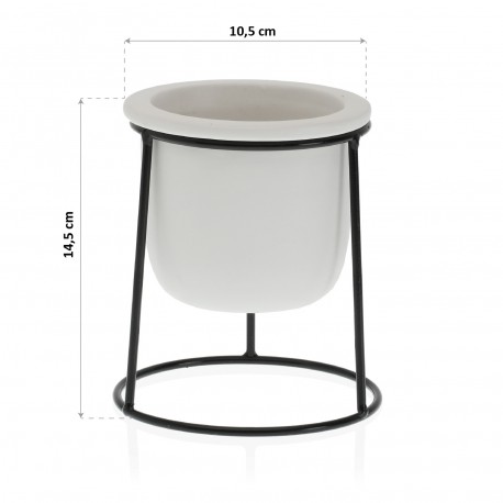 VASO BIANCO BASE METALLO