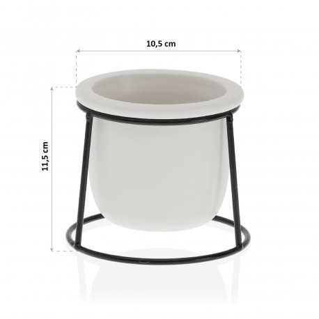 VASO BIANCO BASE METALLO