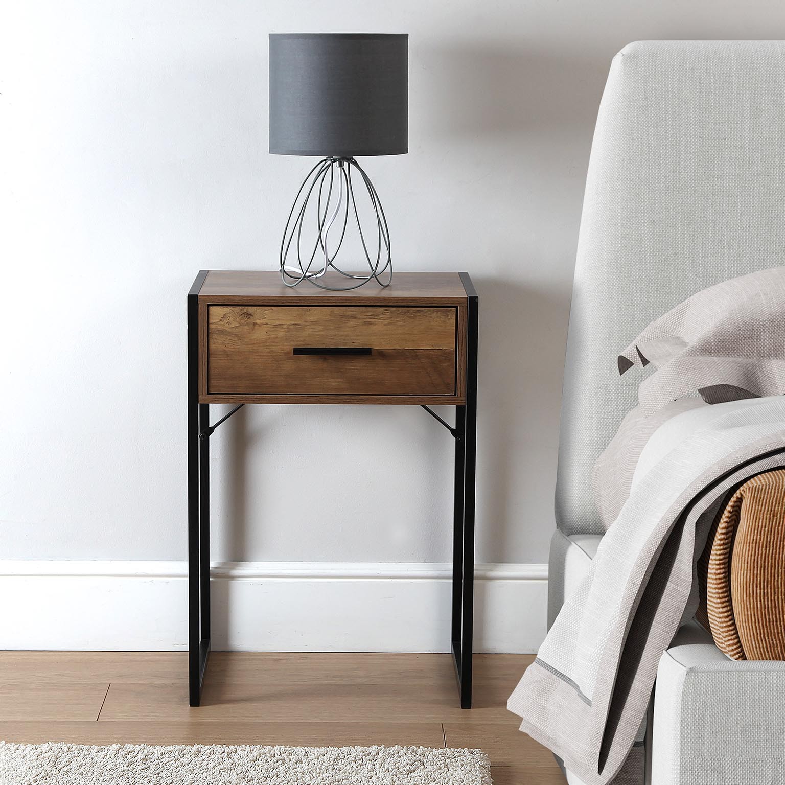 VERSA Lampada Da Tavolo In Ceramica Grigia 38x24 Cm - Decorazione Moderna Per Casa E Ufficio