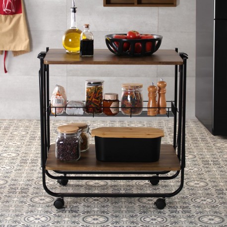 CARRELLO PIEGHEVOLE NERO CON RUOTE
