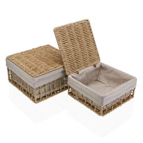 SET DI 2 CESTI MARRONE NADIR CON COPERCHIO