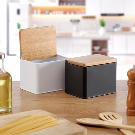 SALIERA BIANCA CON COPERCHIO IN LEGNO