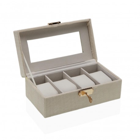 SCATOLA IN LEGNO 4 OROLOGI INTERNO BEIGE