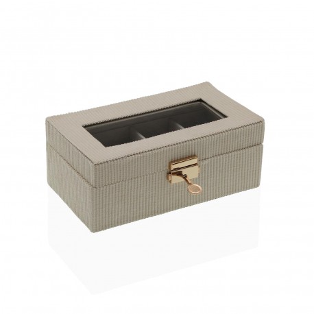 SCATOLA IN LEGNO 4 OROLOGI INTERNO BEIGE