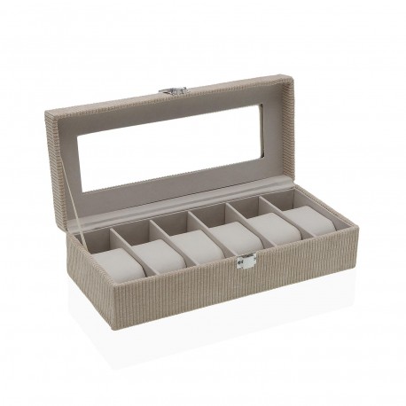 SCATOLA IN VELLUTO BEIGE PER 6 OROLOGI