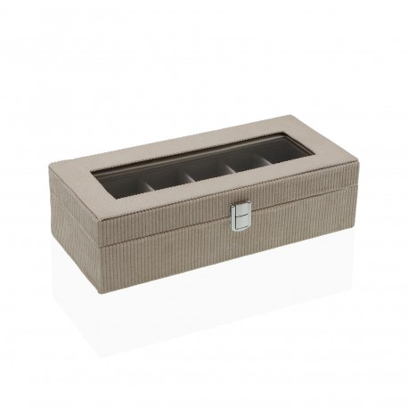 SCATOLA IN VELLUTO BEIGE PER 6 OROLOGI