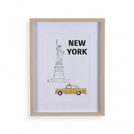 POSTER NEW YORK INCORNICIATO IN LEGNO 20 X 30