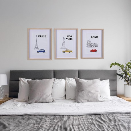 POSTER NEW YORK INCORNICIATO IN LEGNO 20 X 30