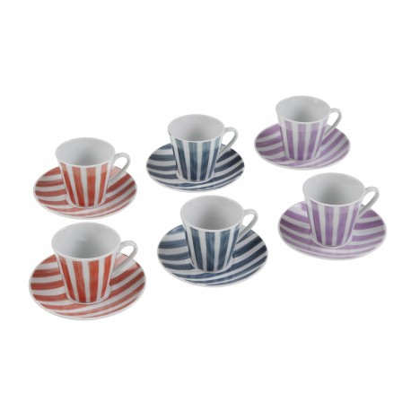 SET 6 TAZZE CAFFÈ CON PIATTO RIGHE