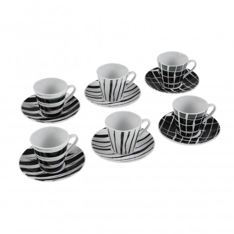 SET 6 TAZZE CAFFÈ CON PIATTO RIGHE NERE