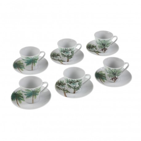 SET 6 TAZZE CAFFÈ CON PIATTO FOGLIE