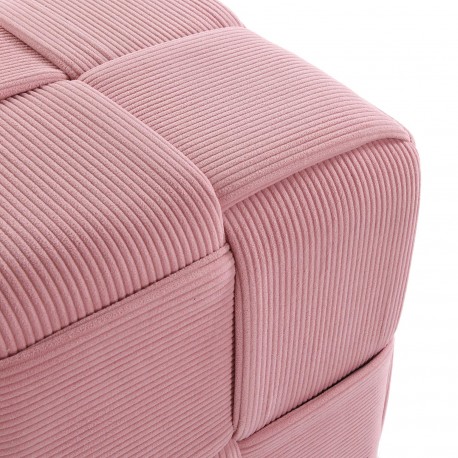 PUFF QUADRO CORDUROY ROSA
