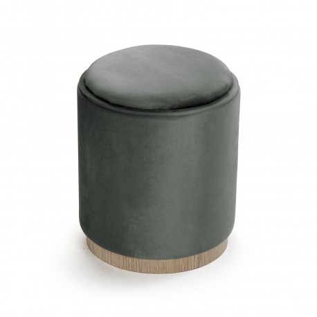 PUFF CON STORAGE E VASSOIO VELVET GRIGIO