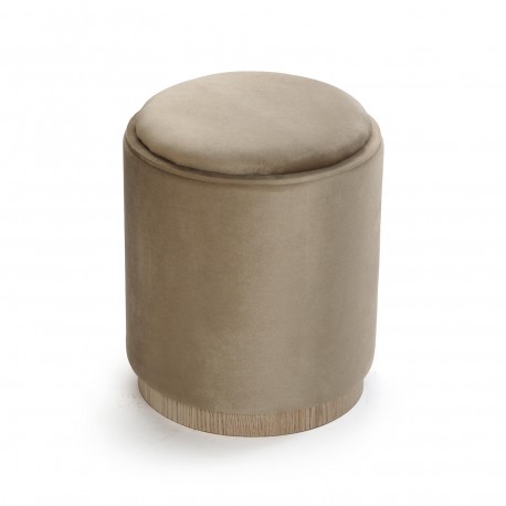 PUFF CON STORAGE E VASSOIO VELVET BEIGE