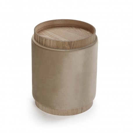 PUFF CON STORAGE E VASSOIO VELVET BEIGE