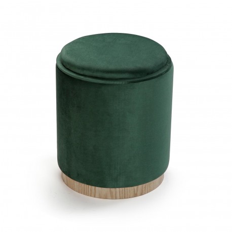 PUFF CON STORAGE E VASSOIO VELVET VERDE