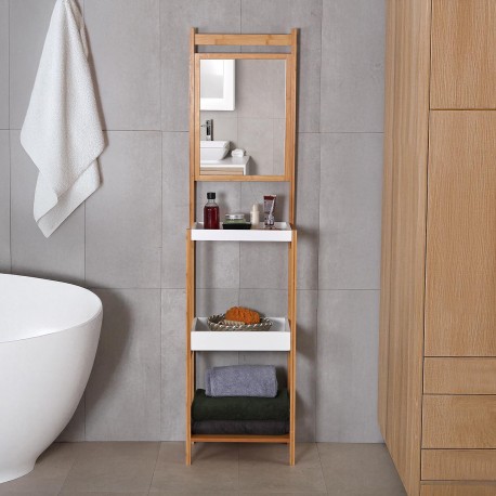SCAFFALE IN BAMBOO CON SPECCHIO