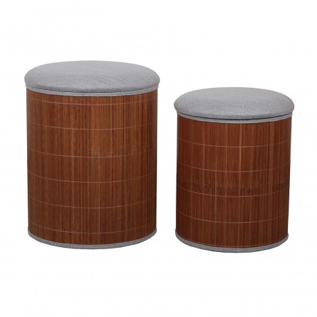 SET 2 POUF CONTENITORE GRIGIO BAMBÙ