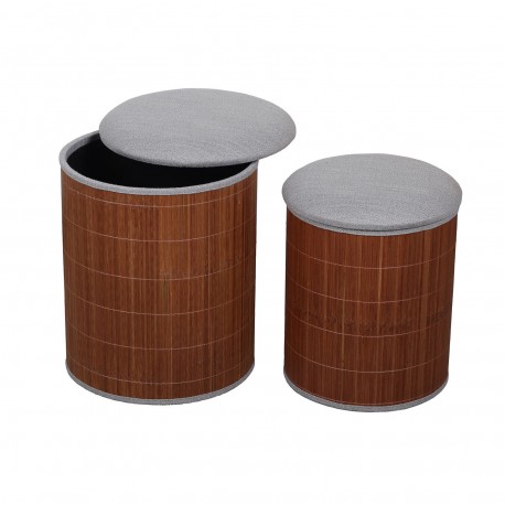 SET 2 POUF CONTENITORE GRIGIO BAMBÙ