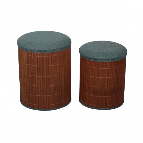 SET 2 POUF CONTENITORE VERDE BAMBÙ