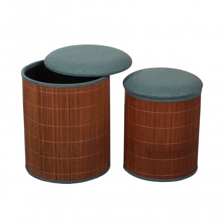 SET 2 POUF CONTENITORE VERDE BAMBÙ