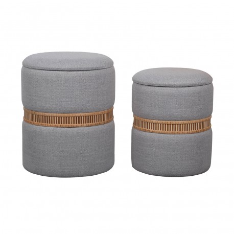 SET 2 POUF CONTENITORE GRIGIO ANELLO BAMBÙ