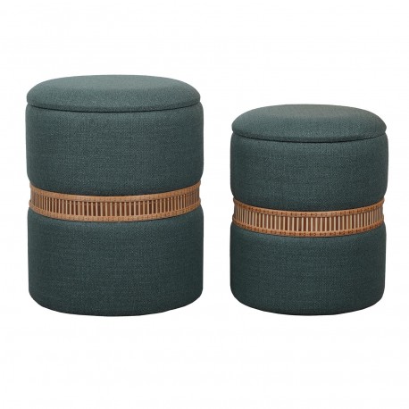 SET 2 POUF CONTENITORE VERDE ANELLO BAMBÙ