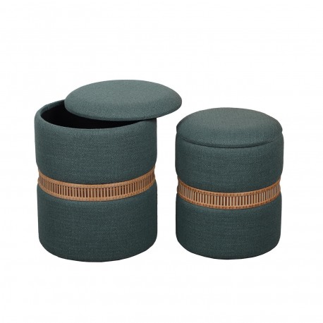 SET 2 POUF CONTENITORE VERDE ANELLO BAMBÙ