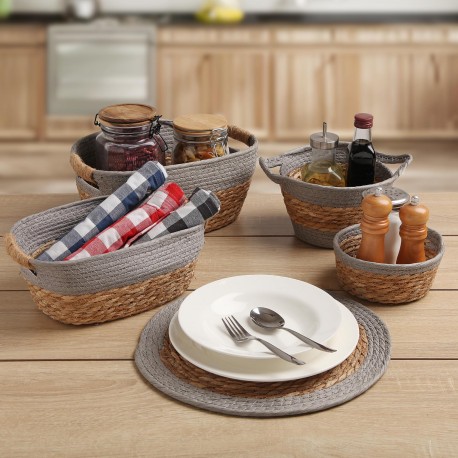 CESTA ROTONDA CON MANICI GRIGIA