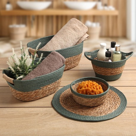 CESTA ROTONDA CON MANICI VERDE