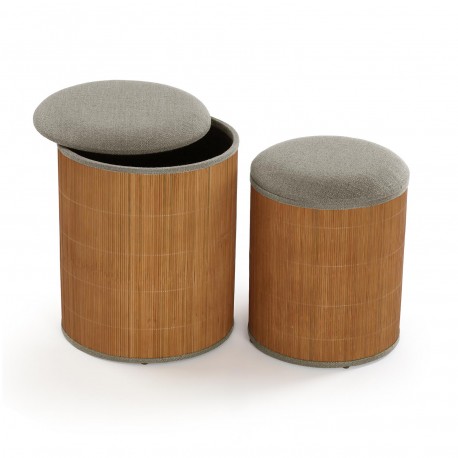 SET 2 POUF CONTENITORE GRIGIO BAMBÙ