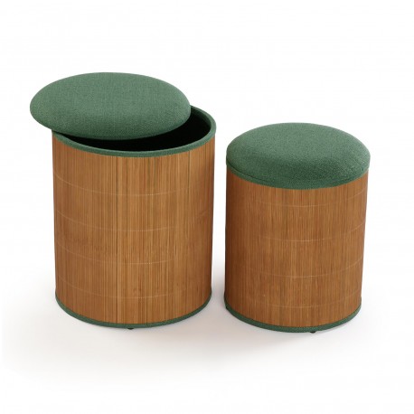 SET 2 POUF CONTENITORE VERDE BAMBÙ