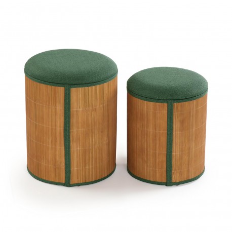 SET 2 POUF CONTENITORE VERDE BAMBÙ
