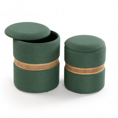 SET 2 POUF CONTENITORE VERDE ANELLO BAMBÙ