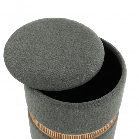 SET 2 POUF CONTENITORE GRIGIO SCURO ANELLO BAMBÙ