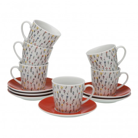 SET 6 TAZZE TE CON PIATTINO BLUME