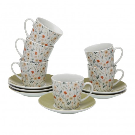SET 6 TAZZE TE CON PIATTINO VERDI