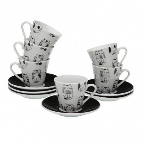 SET 6 TAZZE CAFFÈ CON PIATTINO GATTO