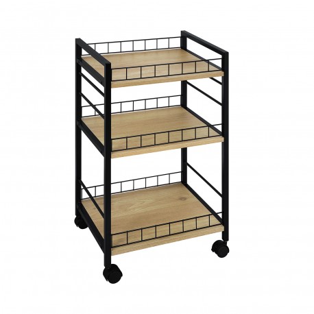 CARRELLO 3 CESTE NERO CON RUOTE