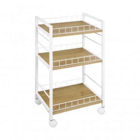 CARRELLO 3 CESTE BIANCO CON RUOTE