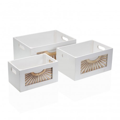 SET 3 SCATOLE LEGNO ADDA BIANCO