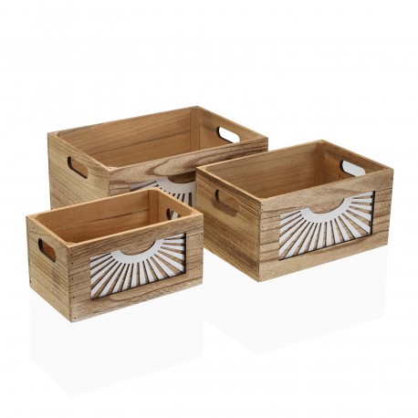 SET 3 SCATOLE LEGNO ADDA MARRONE