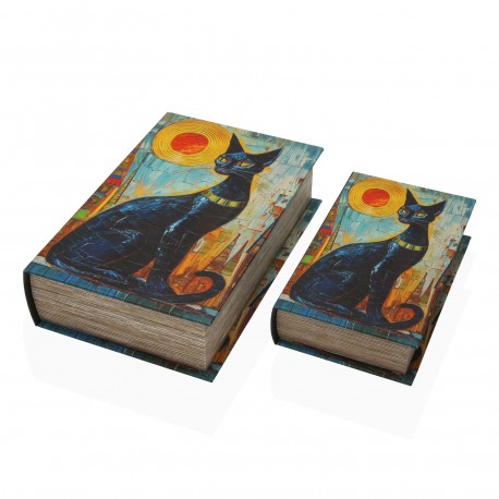 SET 2 DECORAZIONI LIBRI "GATO EGIZIO"