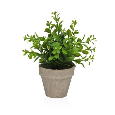 VASO DECORATIVO CON RAMO VERDE 16 CM