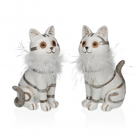 SET 2 DECORAZIONI GATTO BIANCO 17CM