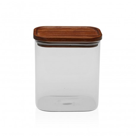 BARATTOLO QUADRATO CON COPERCHIO ACACIA 900ML