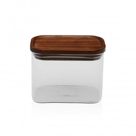 BARATTOLO QUADRATO CON COPERCHIO ACACIA 500ML