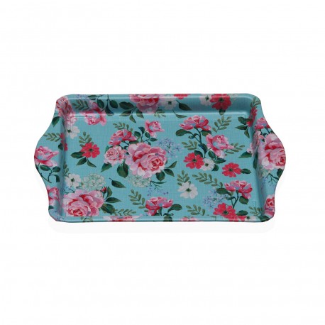 VASSOIO METALLO CON MANICI BLU FLOWER